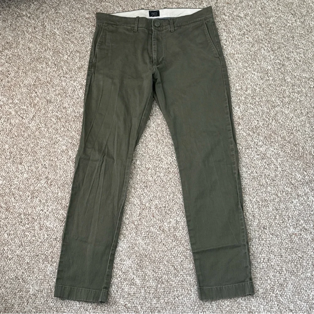 J. Crew Men's Olive Green Stretch Chino Pants 30x27.5